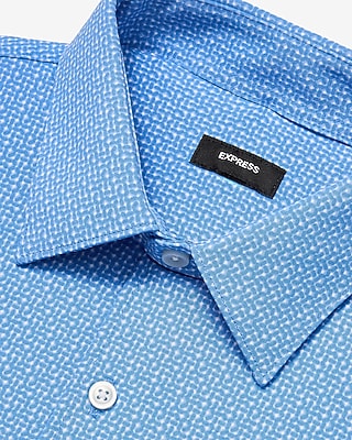 Slim Blue Geo Print Modern Tech 1MX Dress Shirt