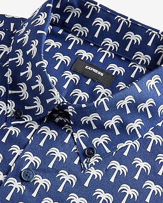 Slim Palm Print Stretch 1MX Dress Shirt