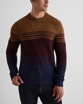 Men's Chunky Vintage Colorblock Striped Print Round Neck Sweater-企业官网