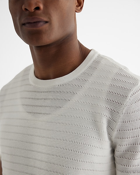 Pointelle Cotton-blend Short Sleeve Sweater | Express
