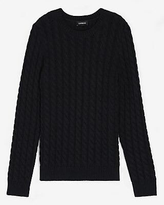black knit crew neck sweater