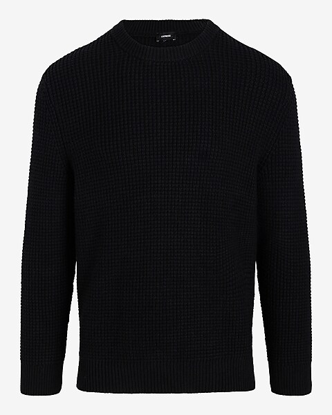 Oversized Cotton-blend Waffle Knit Sweater | Express
