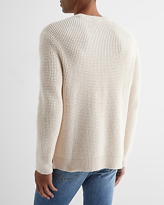 Oversized Cotton-Blend Waffle Knit Sweater