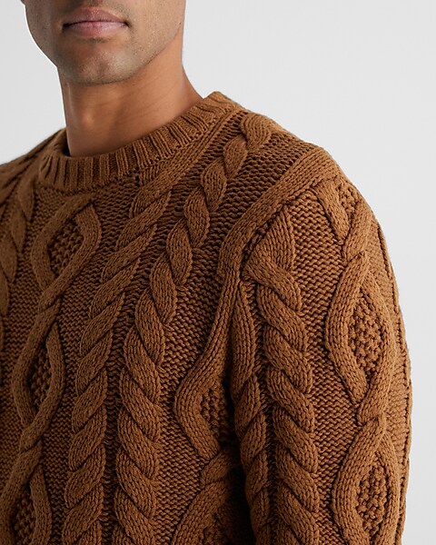 Relaxed Fit Cable-knit Sweater - Orange - Men