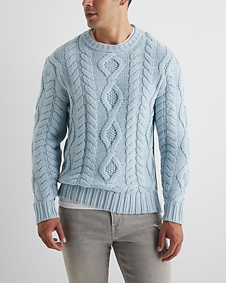Cotton-blend Cable Knit Sweater | Express