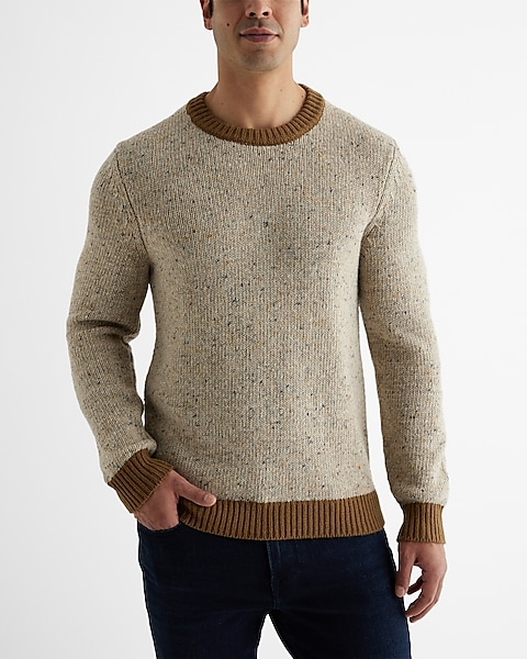 Flecked Wool-blend Crew Neck Sweater | Express