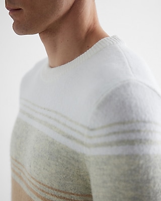 Textured Striped Crew Neck Sweater