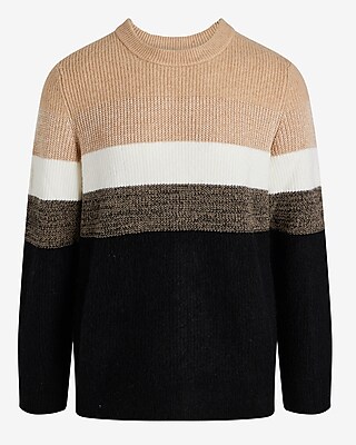 Fuzzy Striped Crew Neck Sweater