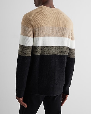 Fuzzy Striped Crew Neck Sweater