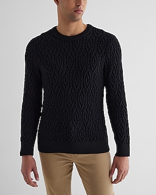 Cable Knit Cotton Crew Neck Sweater
