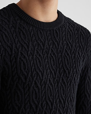 Cable Knit Cotton Crew Neck Sweater
