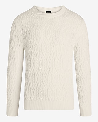 Cable Knit Cotton Crew Neck Sweater