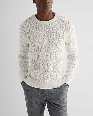 Cable Knit Cotton Crew Neck Sweater