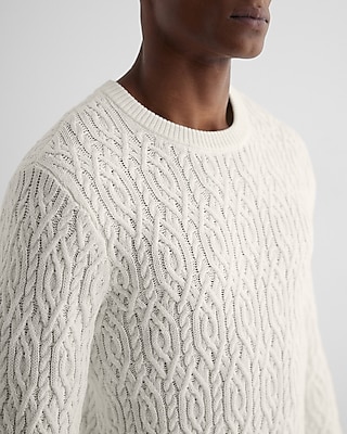Cable Knit Cotton Crew Neck Sweater