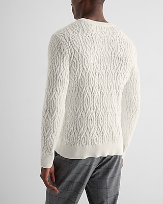 Cable Knit Cotton Crew Neck Sweater