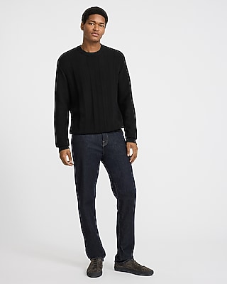 Textured Striped Crew Neck Cotton Sweater