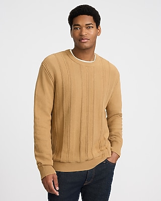 Textured Striped Crew Neck Cotton Sweater | Express