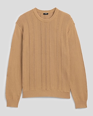 Textured Striped Crew Neck Cotton Sweater