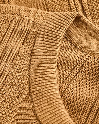 Textured Striped Crew Neck Cotton Sweater