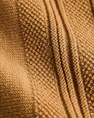 Textured Striped Crew Neck Cotton Sweater