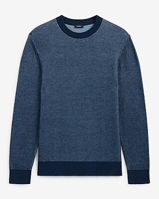Two Tone Crew Neck Cotton Sweater