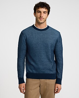 Two Tone Crew Neck Cotton Sweater