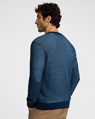 Two Tone Crew Neck Cotton Sweater