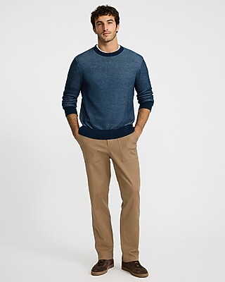Two Tone Crew Neck Cotton Sweater