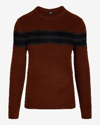 Fuzzy Striped Crew Neck Sweater