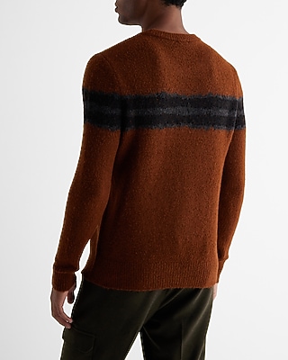Fuzzy Striped Crew Neck Sweater