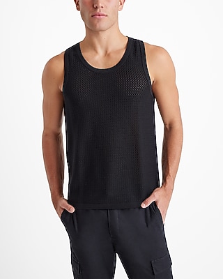 Cotton-Blend Open Knit Sweater Tank
