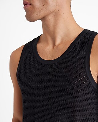 Cotton-Blend Open Knit Sweater Tank