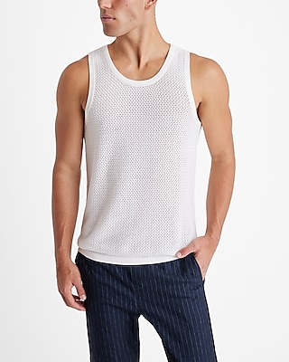 cotton-blend open knit sweater tank