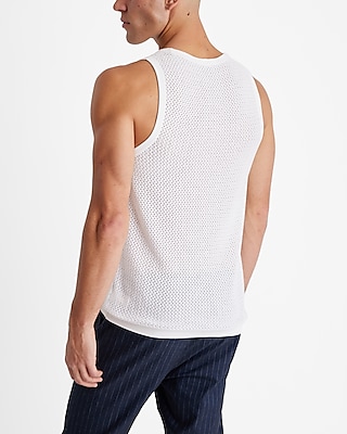 Cotton-Blend Open Knit Sweater Tank