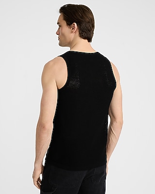 Textured Pointelle Cotton Crew Neck Tank
