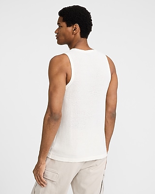 Textured Pointelle Cotton Crew Neck Tank
