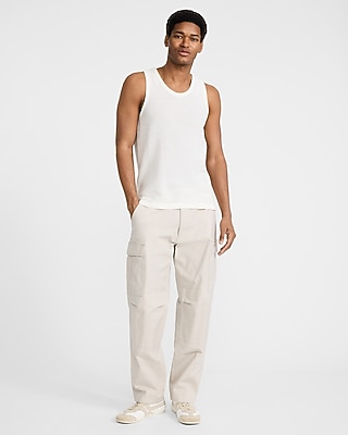 Textured Pointelle Cotton Crew Neck Tank