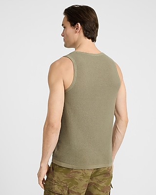 Textured Pointelle Cotton Crew Neck Tank