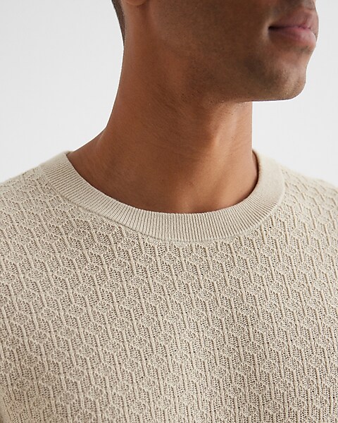 Geo Textured Cotton Crew Neck Sweater