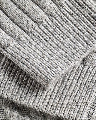 Cable Knit Ribbed Sleeve Crew Neck Sweater