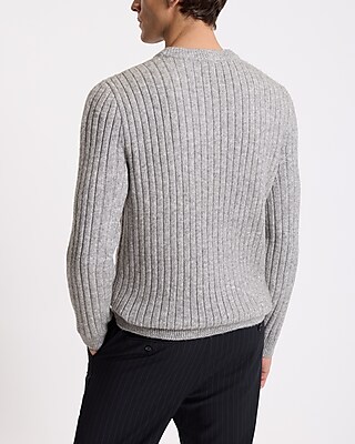 Cable Knit Ribbed Sleeve Crew Neck Sweater