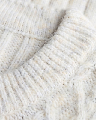 Cable Knit Ribbed Sleeve Crew Neck Sweater
