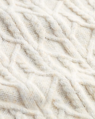 Cable Knit Ribbed Sleeve Crew Neck Sweater