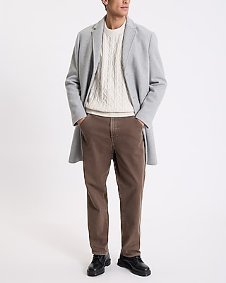 Cable Knit Ribbed Sleeve Crew Neck Sweater