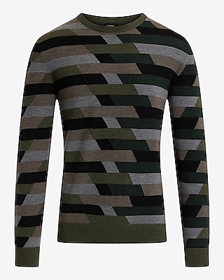 Geo Merino Wool Crew Neck Sweater