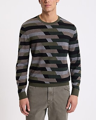 Geo Merino Wool Crew Neck Sweater