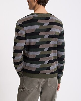 Geo Merino Wool Crew Neck Sweater