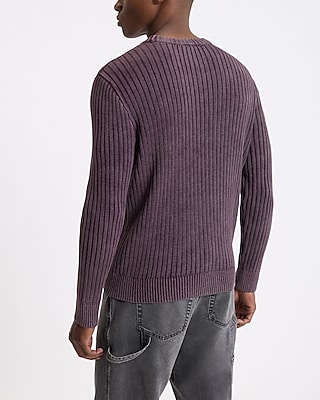 Cable Knit Acid Wash Cotton Sweater