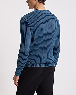 Cable Knit Acid Wash Cotton Sweater