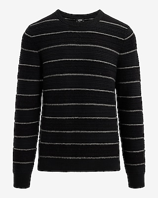 Striped Mixed Yarn Crew Neck Sweater